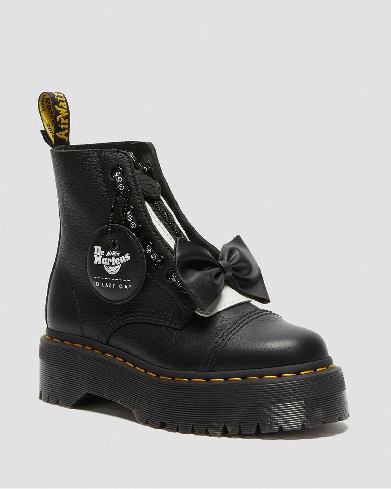 Women\'s Dr Martens Sinclair Lazy Oaf Leather Platform Boots Black | AU 254LIS